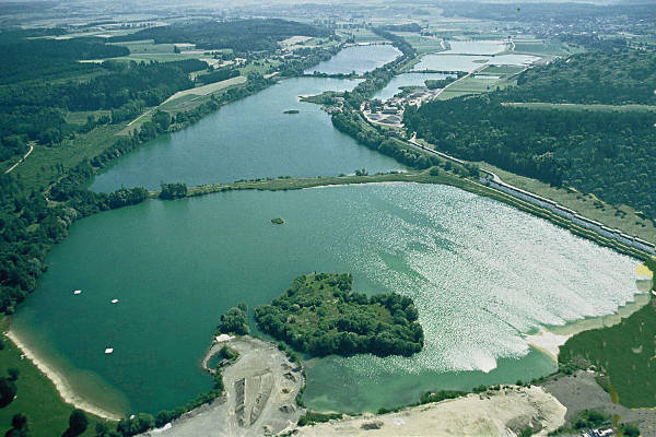 Blick über die Krauchenwieser Baggerseen